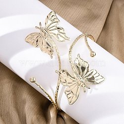 Butterfly Alloy Arm Cuff Bangles for Girl Women, Golden, Inner Diameter: 3-1/8 inch(8.05cm)(AJEW-A063-01H-G)