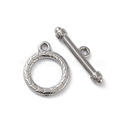 Non-Tarnish 304 Stainless Steel Ring Toggle Clasps, Stainless Steel Color, 17x13.5x2mm, Hole: 1.6mm, Bar: 6x21.5x3.5mm, Hole: 2mm(STAS-A092-09E-P)