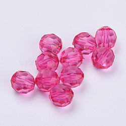 Transparent Acrylic Beads, Faceted, Round, Hot Pink, 6x5.5mm, Hole: 1.3mm, about 4200pcs/500g(TACR-Q257-6mm-V08)