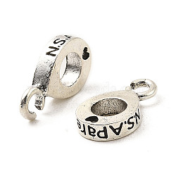 Tibetan Style Alloy Tube Bails, Loop Bails with Word, Antique Silver, 16x3x9mm, Hole: 2.5mm, Inner Diameter: 5mm, about 763pcs/1000g(FIND-E041-04AS)