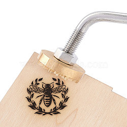 Stamping Embossing Soldering Brass with Stamp, Bent Head, for Cake/Wood/Leather, Bees Pattern, 26.1x3.7x2.5cm(AJEW-WH0123-005-W)