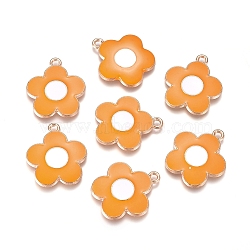 Alloy Enamel Pendants, Sunflower, Orange, 22x19.5x2.5mm, Hole: 1.8mm(ENAM-TAC0001-12D)