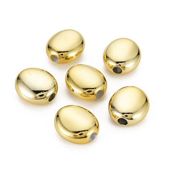 UV Plating Acrylic European Beads, Oval, Gold, 18x16x8mm, Hole: 4mm