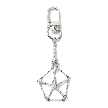 Stainless Steel Empty Pouch Stone Holder for Keychain, with Alloy Swivel Clasps, Mixed Color, 8.55cm