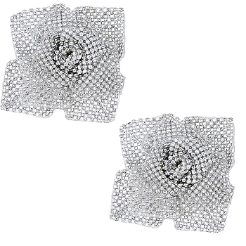 2Pcs Crystal Rhinestones Shoes Decoration, Flower, Gainsboro, 52.5x56x24.5mm