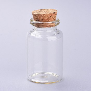 Glass Bottles, with Cork Stopper, Wishing Bottle, Bead Containers, Clear, 3x5cm