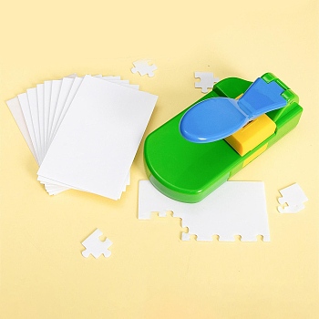 Plastic Puzzle Craft Punch for Scrapbooking & Paper Crafts, with Alloy Findings, Paper Shapers, Lawn Green, 206x106x124mm