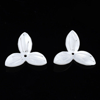 Opaque Acrylic Beads, 3-Petal Flower, White, 20x22x4mm, Hole: 1.4mm