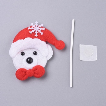 Bear Shape Christmas Cupcake Cake Topper Decoration, for Party Christmas Decoration Supplies, White, 83x79x10mm
