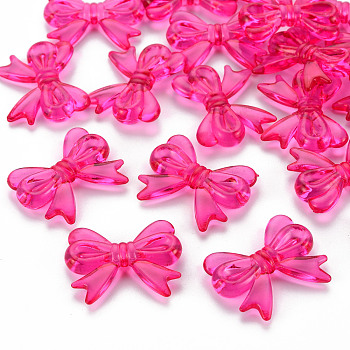 Transparent Acrylic Beads, Bowknot, Camellia, 23x29.5x6mm, Hole: 1.6mm, about 293pcs/500g