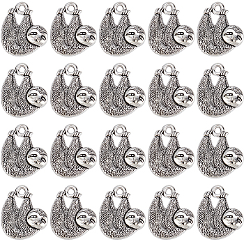 100Pcs Tibetan Style Alloy Pendants, Koala Charm, Antique Silver, 18x15x3mm, Hole: 1.5mm