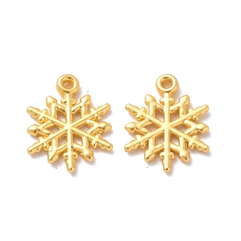Rack Plating Alloy Pendants, Cadmium Free & Lead Free & Nickle Free, Snowflake Charm, Matte Gold Color, 20x15.5x2mm, Hole: 1.6mm
