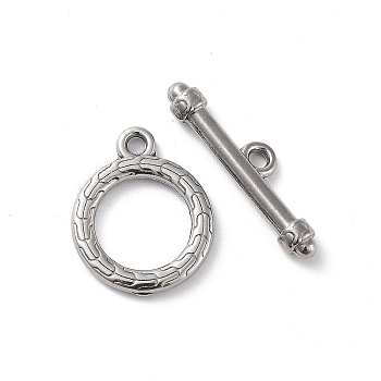 304 Stainless Steel Ring Toggle Clasps, Stainless Steel Color, 17x13.5x2mm, Hole: 1.6mm