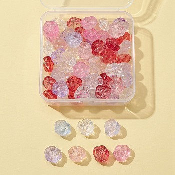 64Pcs 8 Colors Transparent Electroplate & Baking Painted Glass Beads, Rose, Mixed Color, 12.5x14x9mm, Hole: 1.2mm, 8Pcs/color