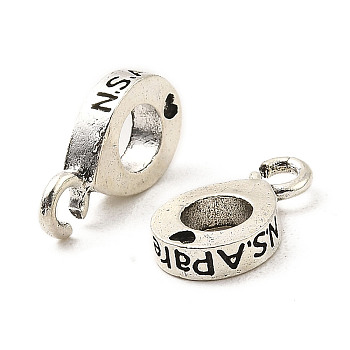 Tibetan Style Alloy Tube Bails, Loop Bails with Word, Antique Silver, 16x3x9mm, Hole: 2.5mm, Inner Diameter: 5mm, about 763pcs/1000g