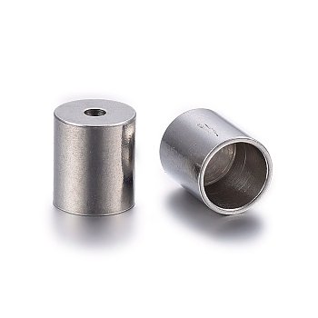 304 Stainless Steel Cord Ends, End Caps, Column, Stainless Steel Color, 6x5mm, Hole: 1.5mm, Inner Diameter: 4mm