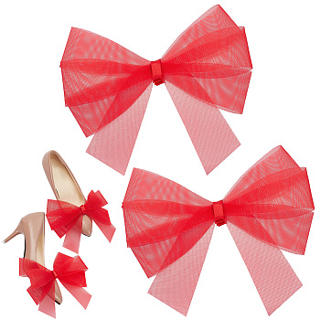 Bowknot Organza Shoe Decorations, Red, 175x185x8mm