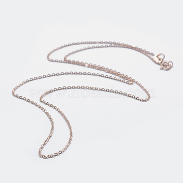 925 Sterling Silver Cable Chain Necklaces, with Spring Ring Clasps, Carved 925, Rose Gold, 16 inches(40cm)(STER-F039-40cm-07RG)