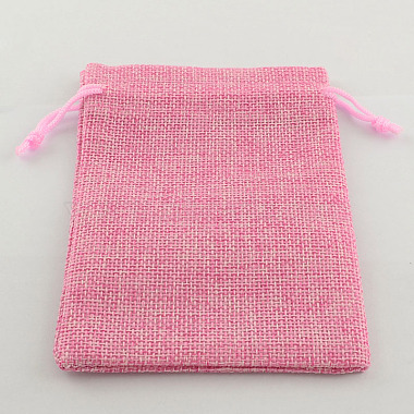 ポリエステル模造黄麻布包装袋巾着袋(ABAG-R004-18x13cm-M)-2