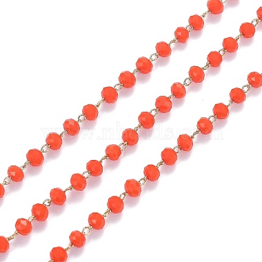 Orange Red Brass+Glass Handmade Chains Chain