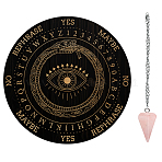 DIY Dowsing Divination Makign Kit, Including PVC Plastic Pendulum Board, 304 Stainless Steel Cable Chain Necklaces, Cone/Spike/Pendulum Natural Rose Quartz Stone Pendants, Eye Pattern, 200x4mm(DIY-GA0004-90A)