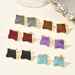 Brass Enamel Stud Earrings for Women, Rhombus, Long-Lasting Plated, Rack Plating, Lead Free & Cadmium Free, Golden, Mixed Color, 20x22mm(KK-CBA760A-07G)