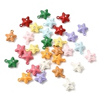 Spray Painted Alloy Rhinestone Pendants, Star Charms, Cadmium Free & Nickel Free & Lead Free, Mixed Color, 14x12x6mm, Hole: 1.4mm(FIND-Z120-07)