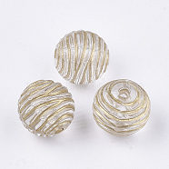 Plating Transparent Acrylic Beads, Metal Enlaced, Round, Clear, 9.5x9~9.5mm, Hole: 1.6mm, about 1000pcs/500g(PACR-T008-11)