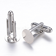 Brass Cuff Button, Cufflink Findings for Apparel Accessories, Platinum Color, 16x10mm(KK-C2914-N)