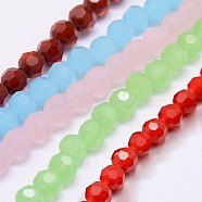 Eco-Friendly Glass Round Bead Strands, Faceted, Mixed Color, 8mm, Hole: 1mm, about 72pcs/strand, 22.6 inch(EGLA-J042-8mm-M04)