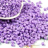 Opaque Acrylic Beads, cube, Violet, 4x4x4mm, Hole: 1.4mm(OACR-B025-06F)