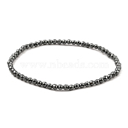 Synthetic Non-Magnetic Hematite Beaded Bracelets, Faceted Round, 1/8 inch(0.3cm), Inner Diameter: 2-1/8 inch(5.45cm)(BJEW-E084-03)