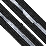 Chinlon Ribbon, Packaging Accessories, Stripe Pattern, Black, 1-1/8 inch(27x0.3mm), about 20 yards/roll(SRIB-TAC0001-08C)