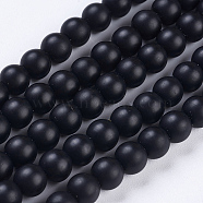 Synthetic Black Stone Beads Strands, Frosted, Round, 6mm, Hole: 1mm, about 65pcs/strand, 15.70''(39.88cm)(G-YW0001-19)