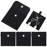 WADORN 4 Sets Square Microfiber Packing Button Bags, Jewelry Envelope Pouches with Jewelry Insert, for Earrings, Bracelets, Pendant, Black, 6.1~7.9x6.1~8x0.4~0.75cm, 2pcs/set(ABAG-WR0001-09C)