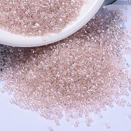 MIYUKI Delica Beads Small, Cylinder, Japanese Seed Beads, 15/0, (DBS1243) Transparent Pink Mist AB, 1.1x1.3mm, Hole: 0.7mm, about 175000pcs/bag, 50g/bag(SEED-X0054-DBS1243)