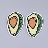 Computerized Embroidery Cloth Iron on/Sew on Patches, Appliques, Costume Accessories, Fruit/Avocado, Colorful, 41x63x1.5mm(X-FIND-T030-288)