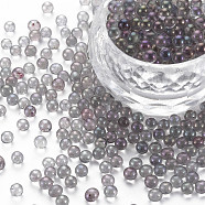 DIY Nail Art Decoration Mini Glass Beads, Tiny Caviar Nail Beads, AB Color Plated, Round, Dark Gray, 3.5mm, about 450g/bag(MRMJ-N028-001B-B01)