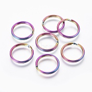 Ion Plating(IP) 304 Stainless Steel Split Key Rings, Keychain Clasp Findings, Rainbow Color, 16mm(STAS-G201-08A-M)