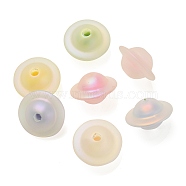 Transparent UV Plating Rainbow Iridescent Acrylic Beads, Frosted, Bead in Bead, Saucer Shape, Mixed Color, 17.5x11mm, Hole: 3mm(OACR-P015-08)