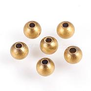 Brass Beads, Round, Brushed Antique Bronze, 4mm, Hole: 1mm(KK-K176-37AB)