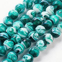 Handmade Lampwork Beads, Round, Dark Cyan, 14mm, Hole: 1~2mm(LAMP-R111-07)