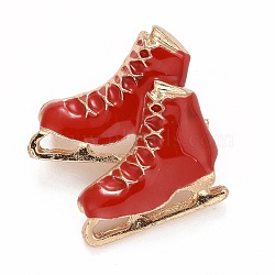 Skating Shoes Enamel Pin, Sport Theme Alloy Badge for Backpack Clothes, Golden, Red, 26x25.5x12mm, Pin: 0.8mm(JEWB-M023-24A)