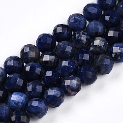 Natural Sodalite Beads Strands, Round with Faceted, 7.5~8mm, Hole: 1mm, about 23~26pcs/strand, 7.36~7.72''(18.7~19.6cm)(G-S345-8mm-26)