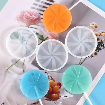 DIY Windmill Lollipop Making Food Grade Silicone Molds, Candy Molds, for Edible Cake Topper Making, 3 Cavities, White, 79x155x6.5mm, Inner Diameter: 50mm, Fit for 2mm Stick