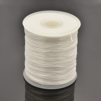 Flat Elastic Crystal String, Elastic Beading Thread, for Stretch Bracelet Making, White, 0.5mm, about 546.8 yards(500m)/roll