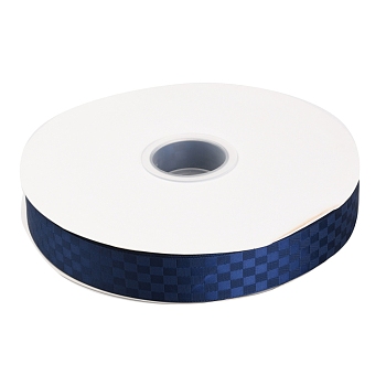 Polyester Ribbons, Grid Pattern, for DIY Gift Packing, Marine Blue, 1 inch(26mm), about 100 yard/roll(91.44m/roll)