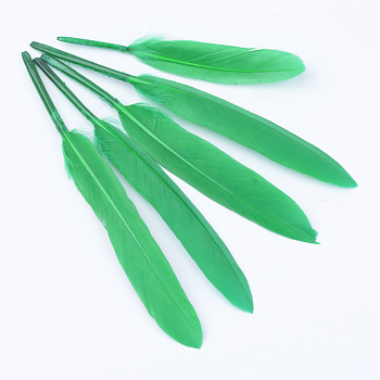 Goose Feather Costume Accessories, Dyed, Green, 100~175x13~25mm