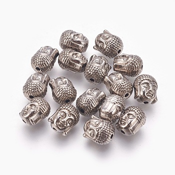 Tibetan Style Alloy Beads, Cadmium Free & Nickel Free & Lead Free, Buddha Head, Gunmetal, 11x9x8mm, Hole:1.5mm