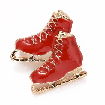 Skating Shoes Enamel Pin, Sport Theme Alloy Badge for Backpack Clothes, Golden, Red, 26x25.5x12mm, Pin: 0.8mm